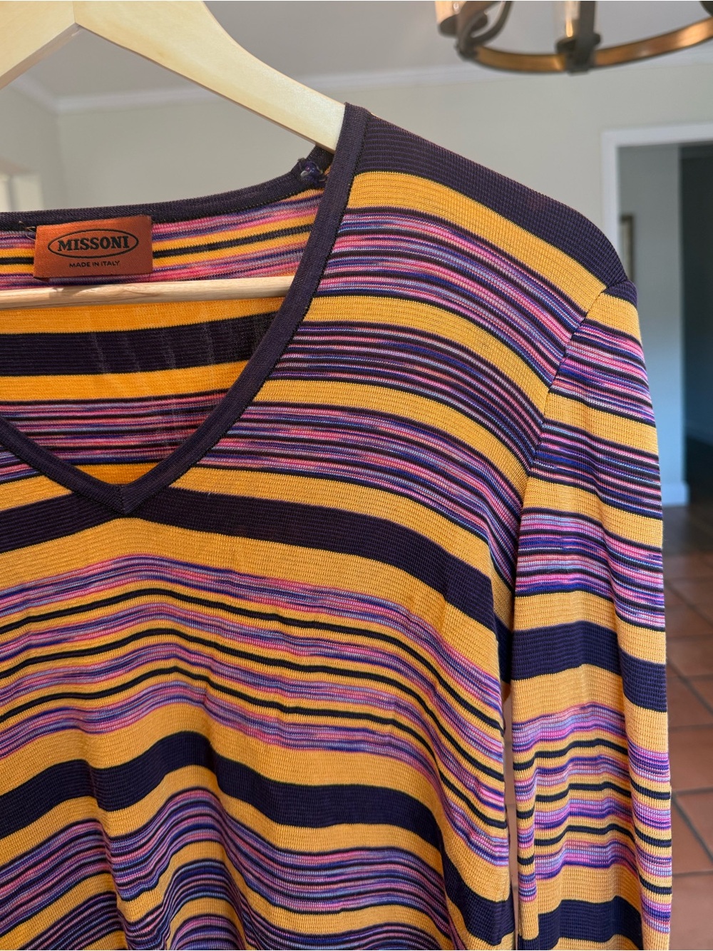 Vintage Missoni Striped Knit V-Neck Top Made in Italy Y2K - Picture 2 of 7